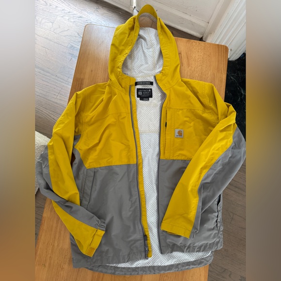 Carhartt | Jackets & Coats | Carhartt Yellow And Gray Hooded Rain